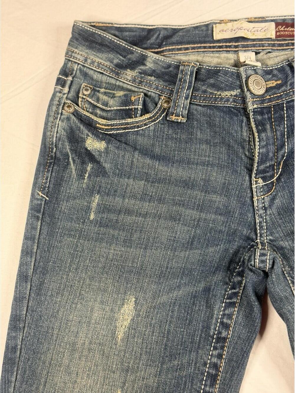 👖✨ Y2K Aeropostale Chelsea Bootcut Jeans 3/4 Short ✨👖 - Picture 4 of 16